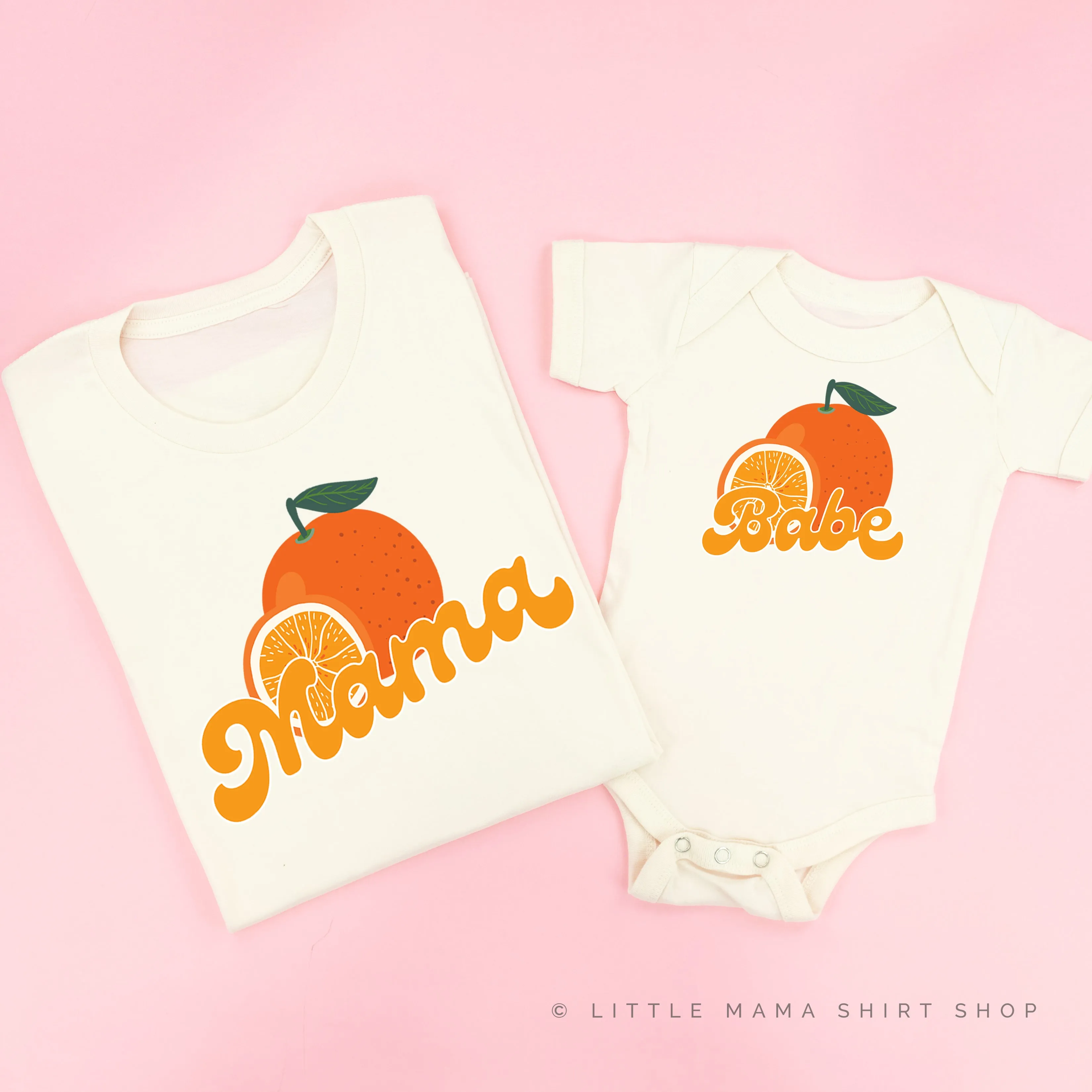 Orange - Mama/Babe - Set of 2 Matching Shirts