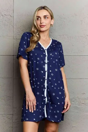 Quilted Quivers Button Down Sleepwear Dress