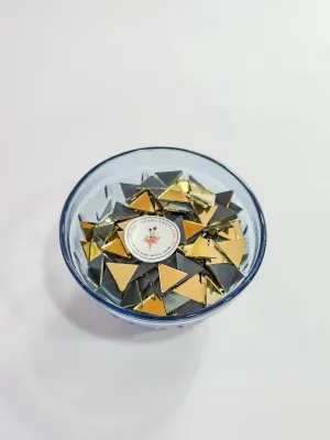 R&H Craft Mirrors Gold Triangle Shape 100 Grams for LIPPAN Art, Mirror Art, MUD and Mirror Art, Craft, Mosaic Art, Home Decorations ETC (2 CM)