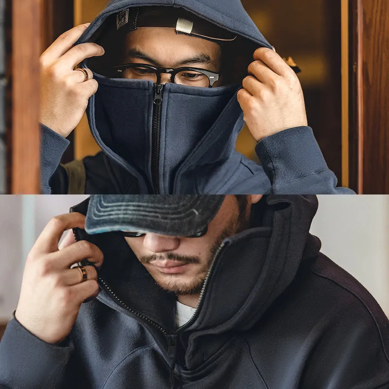 Retro High Collar Zipper Mask Sweaters Hoodies