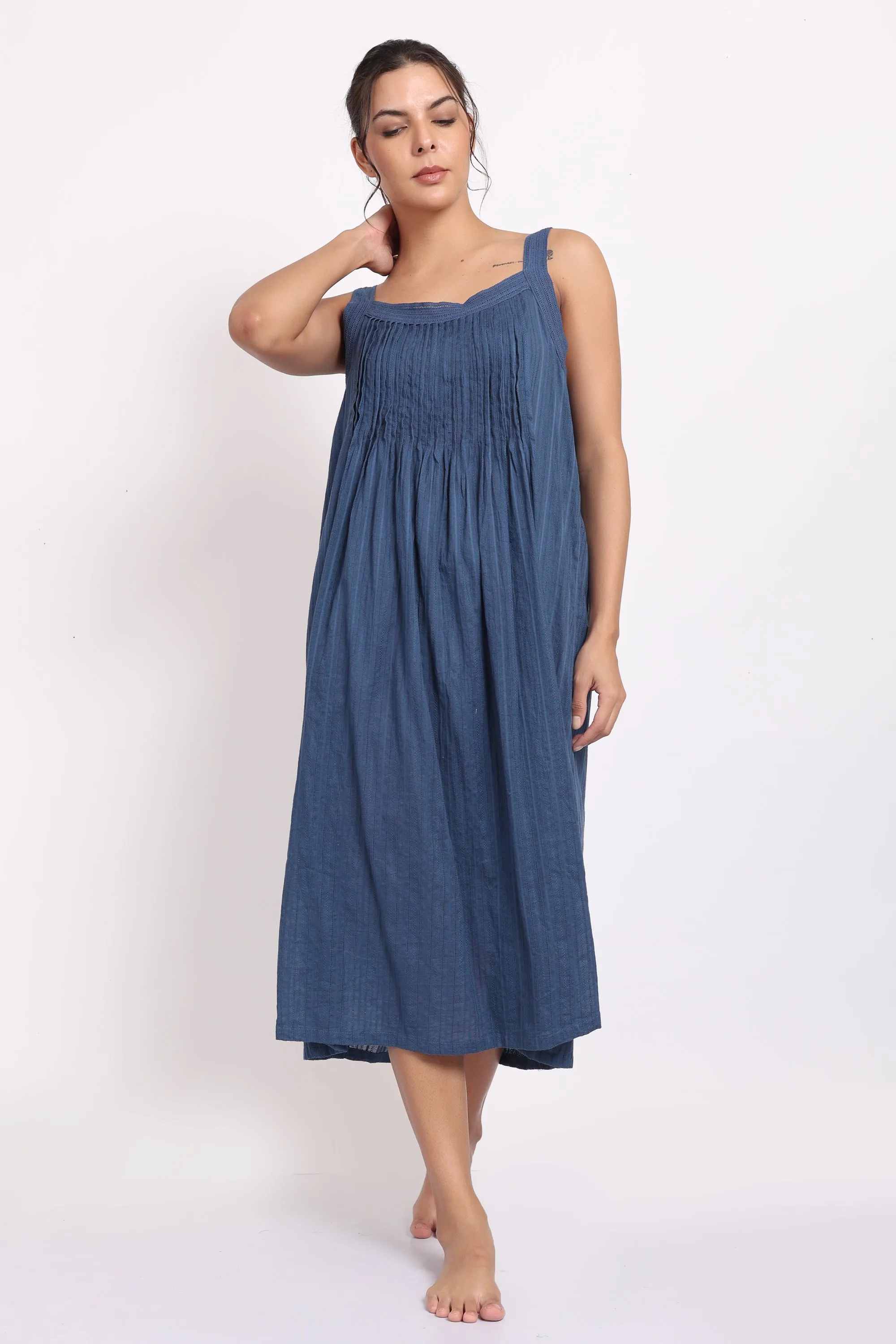 Self Stripe Strappy Nightie Ocean