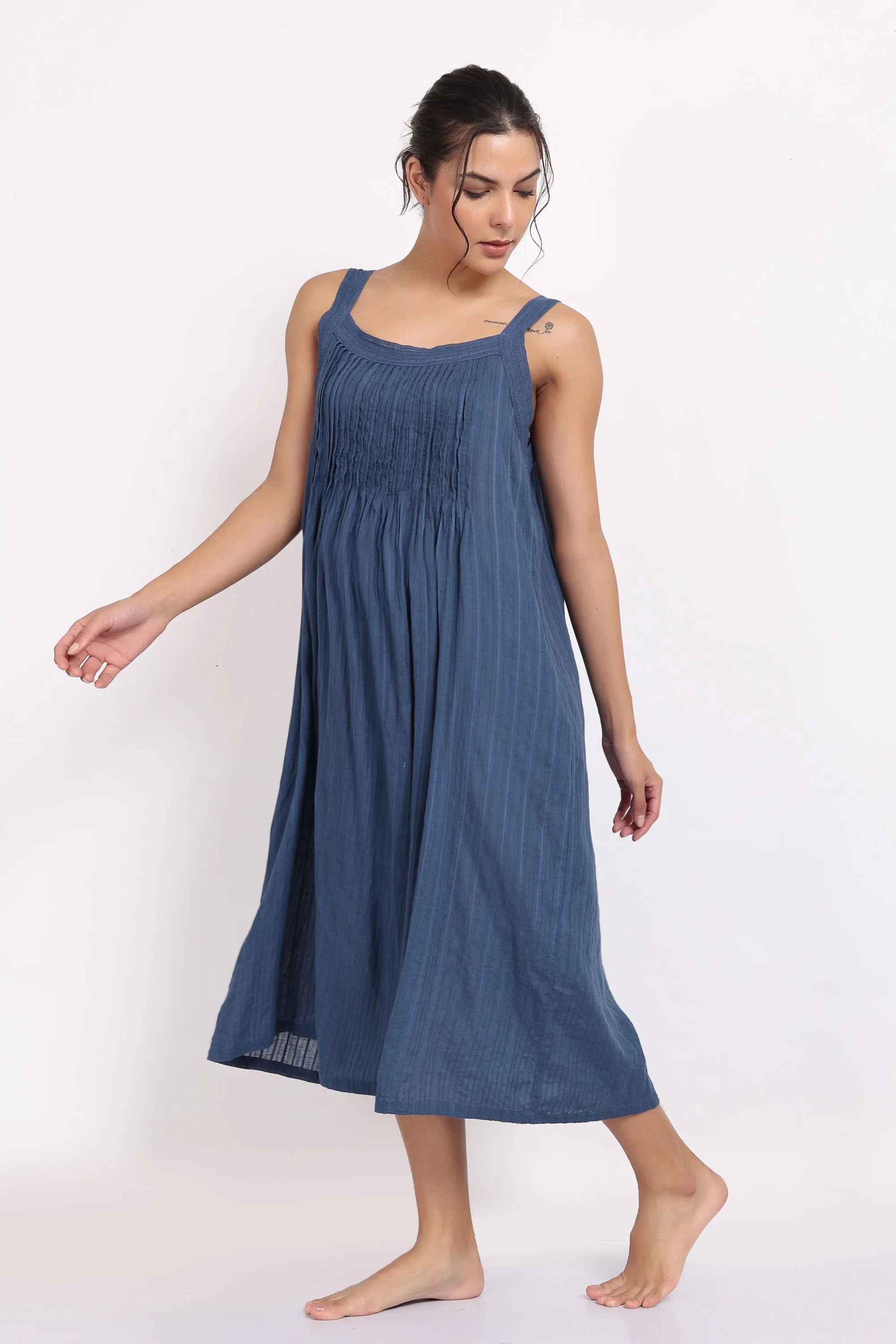 Self Stripe Strappy Nightie Ocean