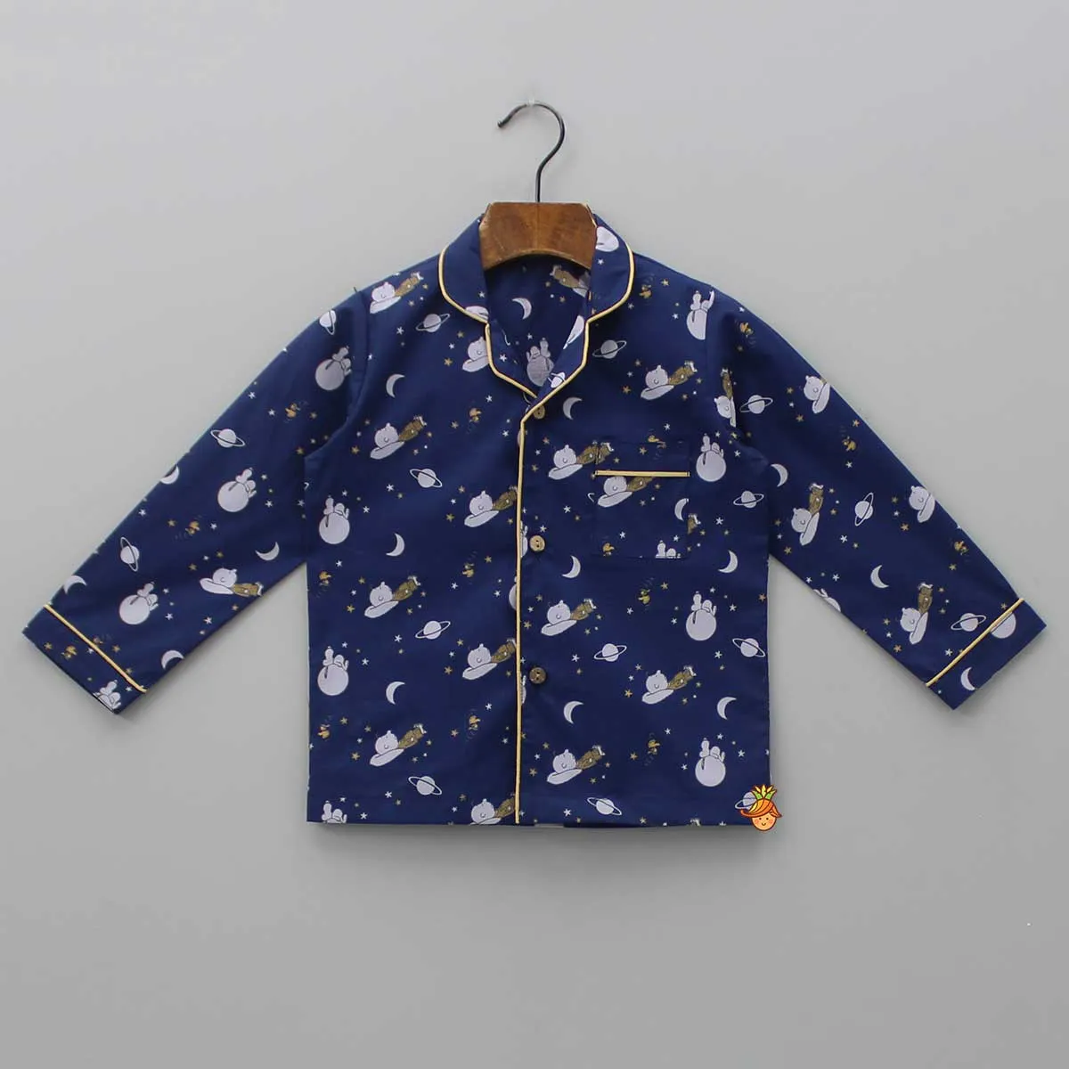 Space Printed Blue Sleepwear