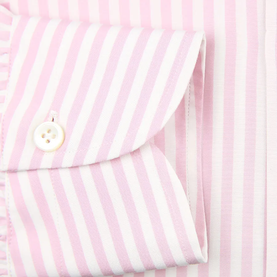 Striped Poplin Semi Spread Shirt - White / Pink - Regular Fit