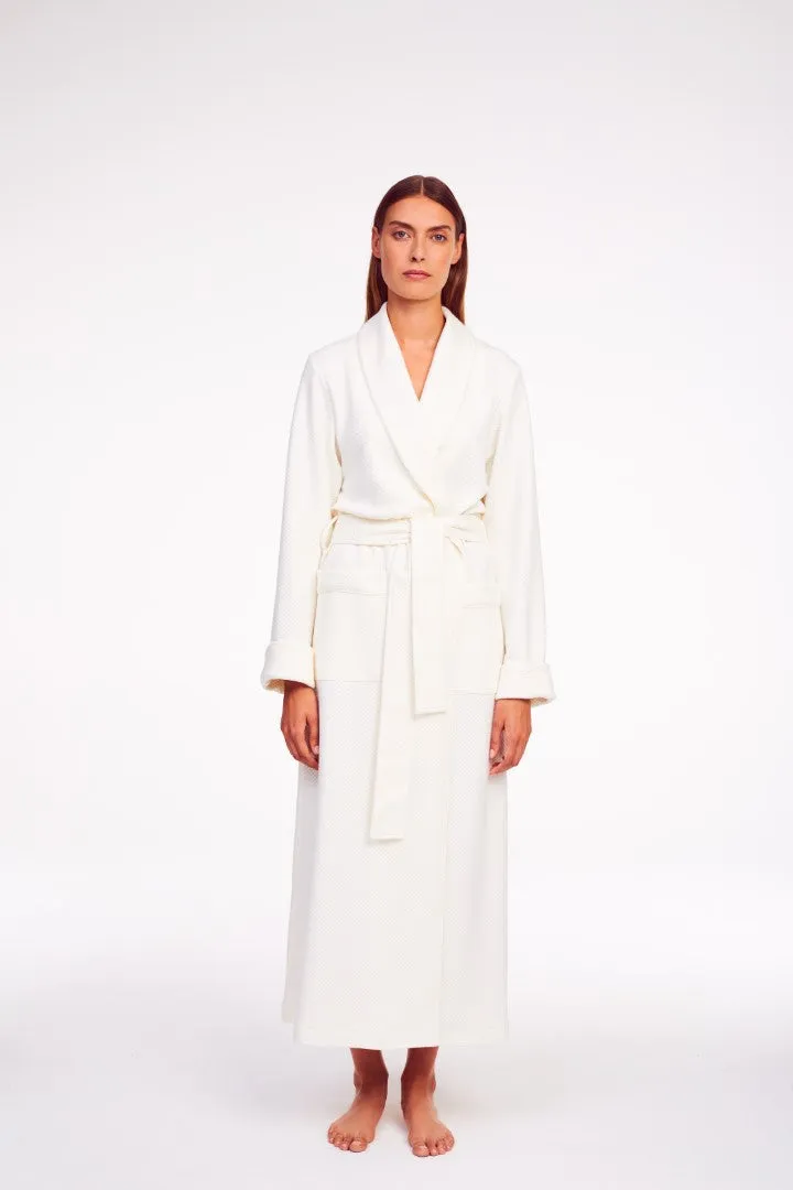 Sylvie Matelasse Full Length Quilted Robe Ivory