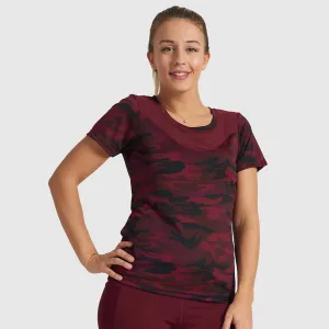 T-Shirt with Mesh - Burgundy Camo