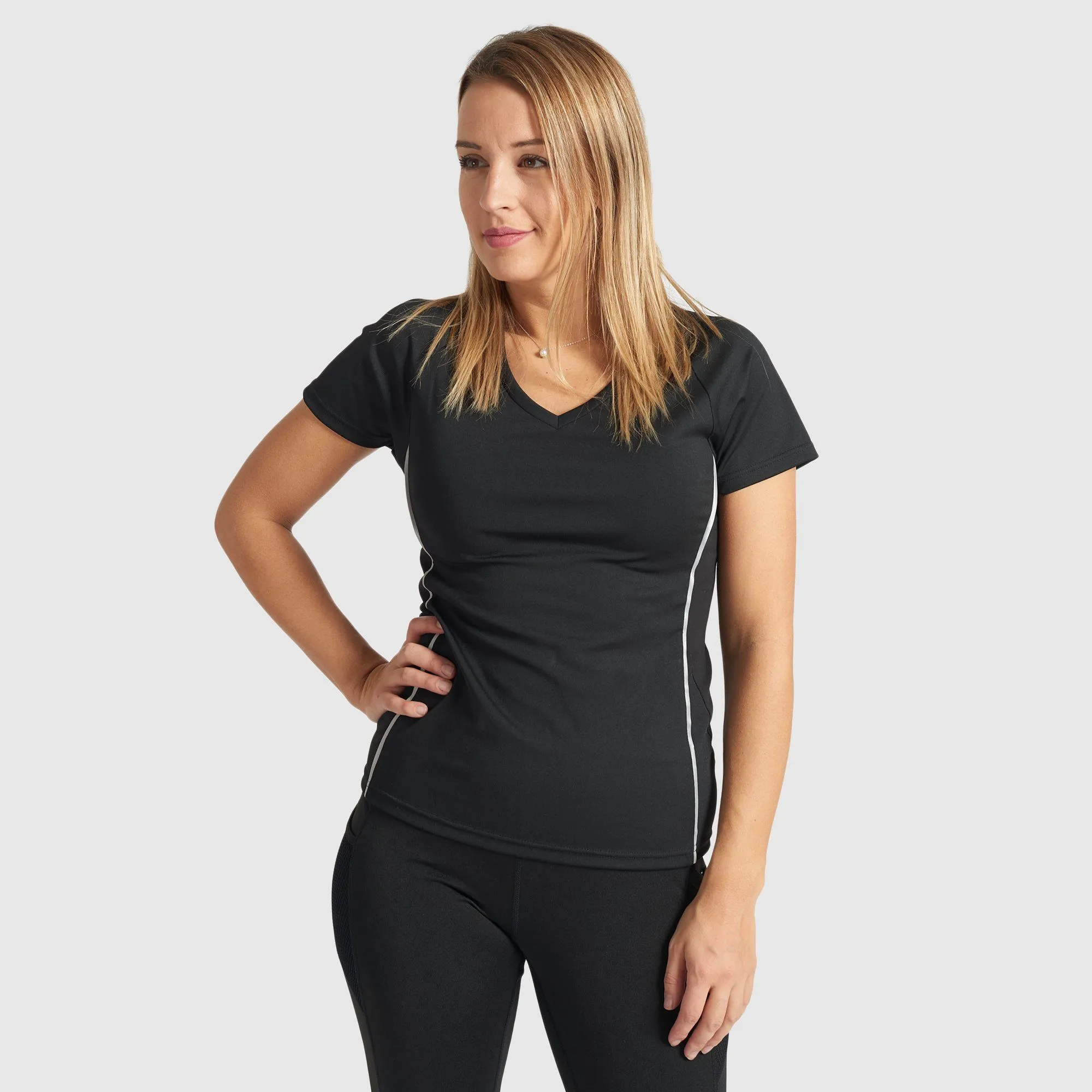 T-Shirt with Side Mesh On The Side - Black