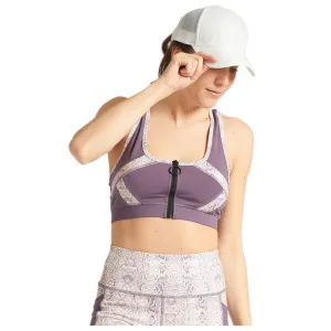 Zip Up Training Sports Bra - Dark Purple & Snake Print